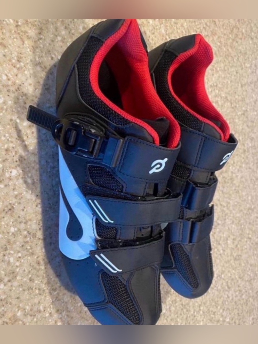 Men’s Peloton Black and Red Cycling Shoes with White Accent (Size 12)